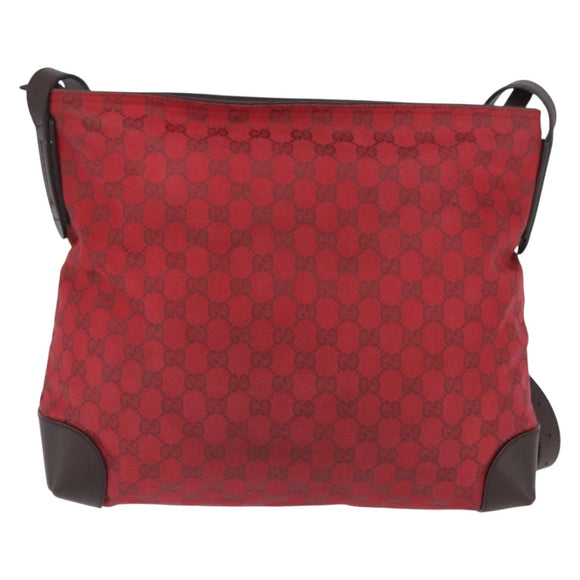 GUCCI GG Canvas Shoulder Bag Gold Red 308930 Auth ka3313