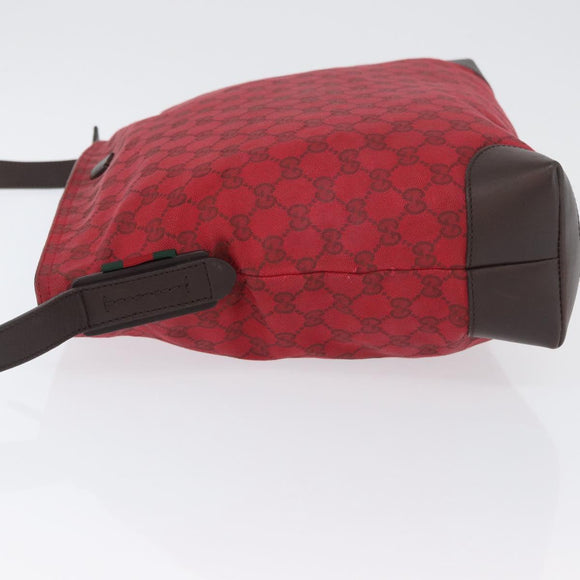 GUCCI GG Canvas Shoulder Bag Gold Red 308930 Auth ka3313