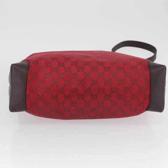 GUCCI GG Canvas Shoulder Bag Gold Red 308930 Auth ka3313
