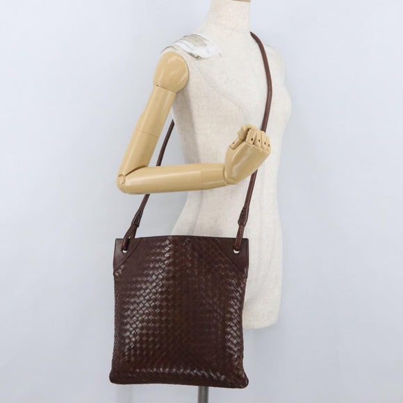 BOTTEGA VENETA INTRECCIATO Shoulder Bag Leather Brown Auth ka3314
