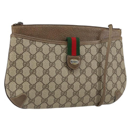 GUCCI GG Supreme Web Sherry Line Bag PVC Beige Gold Red 904 02 026 Auth ka332