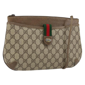GUCCI GG Supreme Web Sherry Line Bag PVC Beige Gold Red 904 02 026 Auth ka332