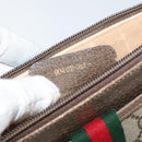 GUCCI GG Supreme Web Sherry Line Bag PVC Beige Gold Red 904 02 026 Auth ka332-12