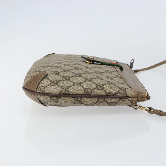 GUCCI GG Supreme Web Sherry Line Bag PVC Beige Gold Red 904 02 026 Auth ka332