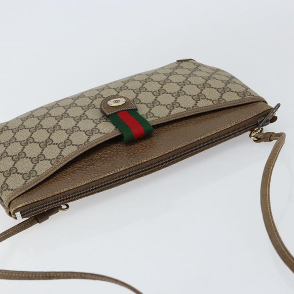 GUCCI GG Supreme Web Sherry Line Bag PVC Beige Gold Red 904 02 026 Auth ka332