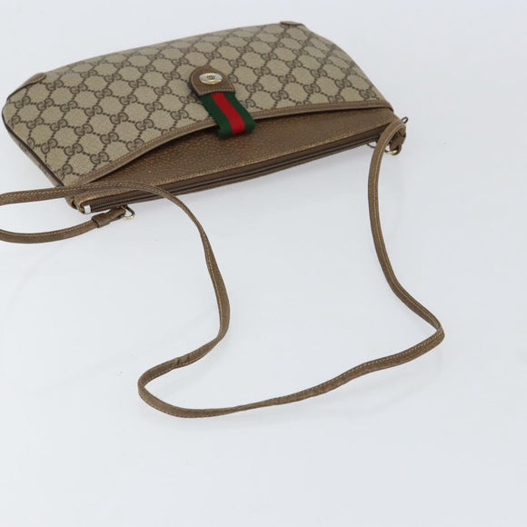 GUCCI GG Supreme Web Sherry Line Bag PVC Beige Gold Red 904 02 026 Auth ka332