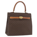CELINE Macadam Canvas Hand Bag PVC Leather Brown Gold Auth ka3321-1