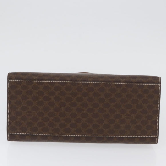 CELINE Macadam Canvas Hand Bag PVC Leather Brown Gold Auth ka3321