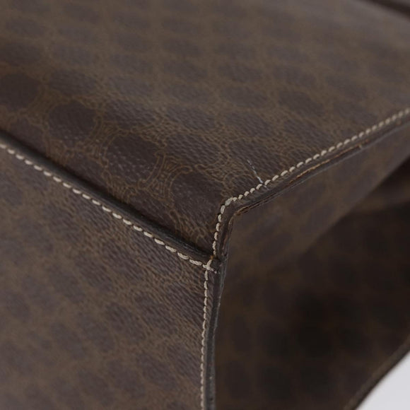 CELINE Macadam Canvas Hand Bag PVC Leather Brown Gold Auth ka3321