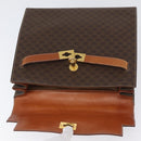 CELINE Macadam Canvas Hand Bag PVC Leather Brown Gold Auth ka3321-10