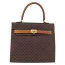 CELINE Macadam Canvas Hand Bag PVC Leather Brown Gold Auth ka3321-13