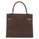 CELINE Macadam Canvas Hand Bag PVC Leather Brown Gold Auth ka3321-2