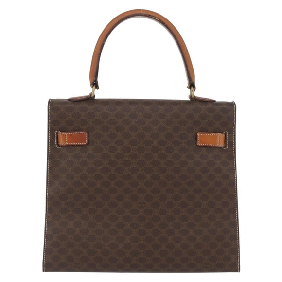 CELINE Macadam Canvas Hand Bag PVC Leather Brown Gold Auth ka3321
