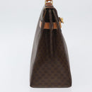 CELINE Macadam Canvas Hand Bag PVC Leather Brown Gold Auth ka3321-4