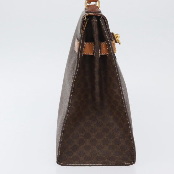 CELINE Macadam Canvas Hand Bag PVC Leather Brown Gold Auth ka3321