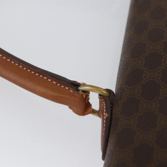 CELINE Macadam Canvas Hand Bag PVC Leather Brown Gold Auth ka3321