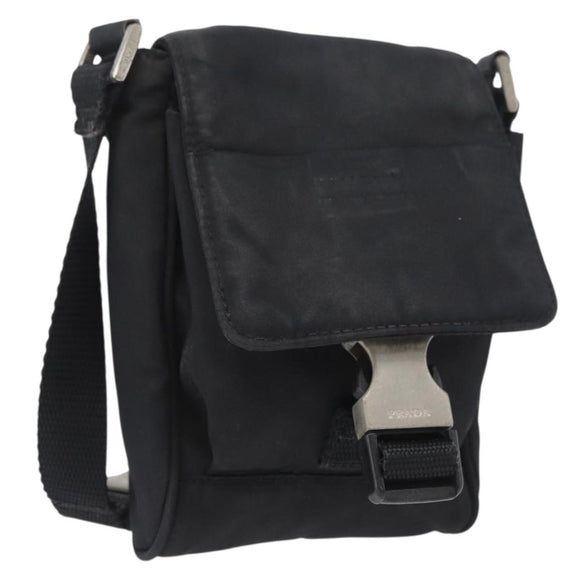 PRADA Shoulder Bag Nylon Black Silver Auth ka3326