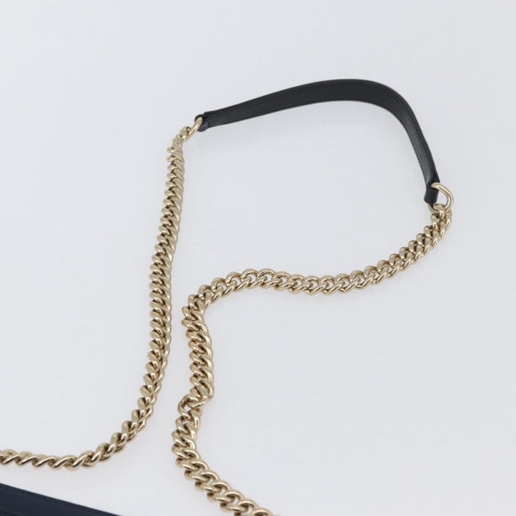 CHANEL V Stitch Chain Shoulder Bag Leather Gold Navy CC Auth ka3335SAM