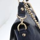 CHANEL V Stitch Chain Shoulder Bag Leather Gold Navy CC Auth ka3335SAM-22