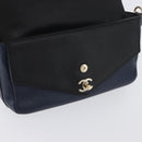 CHANEL V Stitch Chain Shoulder Bag Leather Gold Navy CC Auth ka3335SAM-25