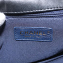 CHANEL V Stitch Chain Shoulder Bag Leather Gold Navy CC Auth ka3335SAM-26