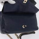 CHANEL V Stitch Chain Shoulder Bag Leather Gold Navy CC Auth ka3335SAM-31