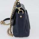 CHANEL V Stitch Chain Shoulder Bag Leather Gold Navy CC Auth ka3335SAM-4