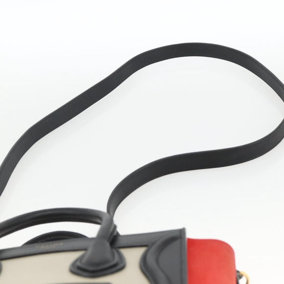 CELINE Luggage Hand Bag Leather 2way Beige Gold Auth ka3337SAM