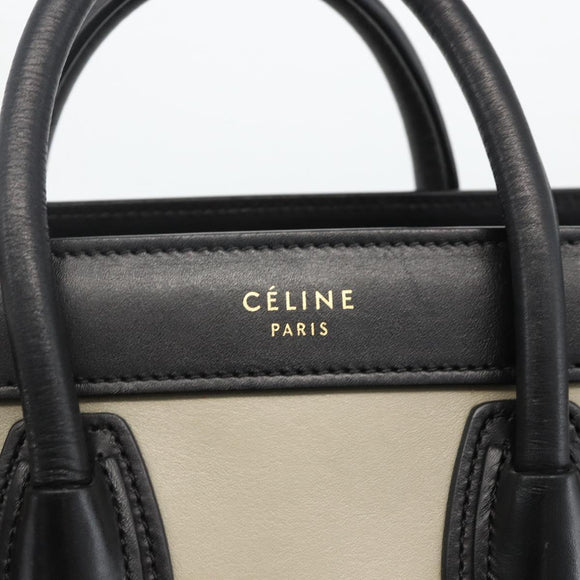 CELINE Luggage Hand Bag Leather 2way Beige Gold Auth ka3337SAM