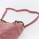 GUCCI Bamboo Hand Bag Suede Pink Gold 000 123 0316 Auth ka334-10