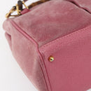 GUCCI Bamboo Hand Bag Suede Pink Gold 000 123 0316 Auth ka334-13