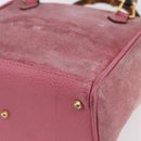 GUCCI Bamboo Hand Bag Suede Pink Gold 000 123 0316 Auth ka334-14