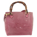 GUCCI Bamboo Hand Bag Suede Pink Gold 000 123 0316 Auth ka334-3