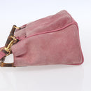 GUCCI Bamboo Hand Bag Suede Pink Gold 000 123 0316 Auth ka334-4
