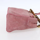 GUCCI Bamboo Hand Bag Suede Pink Gold 000 123 0316 Auth ka334-5