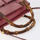 GUCCI Bamboo Hand Bag Suede Pink Gold 000 123 0316 Auth ka334-7