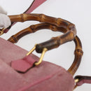 GUCCI Bamboo Hand Bag Suede Pink Gold 000 123 0316 Auth ka334-8