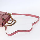 GUCCI Bamboo Hand Bag Suede Pink Gold 000 123 0316 Auth ka334-9