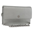 CHANEL Chain Wallet Shoulder Bag Leather Silver CC Auth ka3340SAV-1