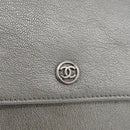CHANEL Chain Wallet Shoulder Bag Leather Silver CC Auth ka3340SAV-19