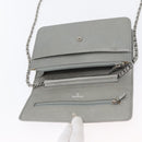 CHANEL Chain Wallet Shoulder Bag Leather Silver CC Auth ka3340SAV-20