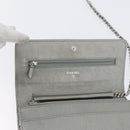 CHANEL Chain Wallet Shoulder Bag Leather Silver CC Auth ka3340SAV-21