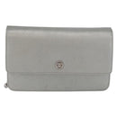 CHANEL Chain Wallet Shoulder Bag Leather Silver CC Auth ka3340SAV-13
