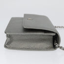 CHANEL Chain Wallet Shoulder Bag Leather Silver CC Auth ka3340SAV-3