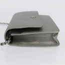 CHANEL Chain Wallet Shoulder Bag Leather Silver CC Auth ka3340SAV-4
