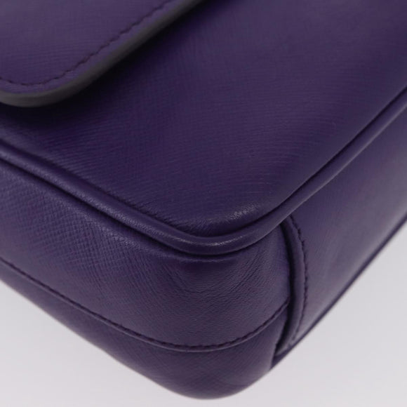PRADA Chain Shoulder Bag Safiano leather Purple Silver Auth ka3343A