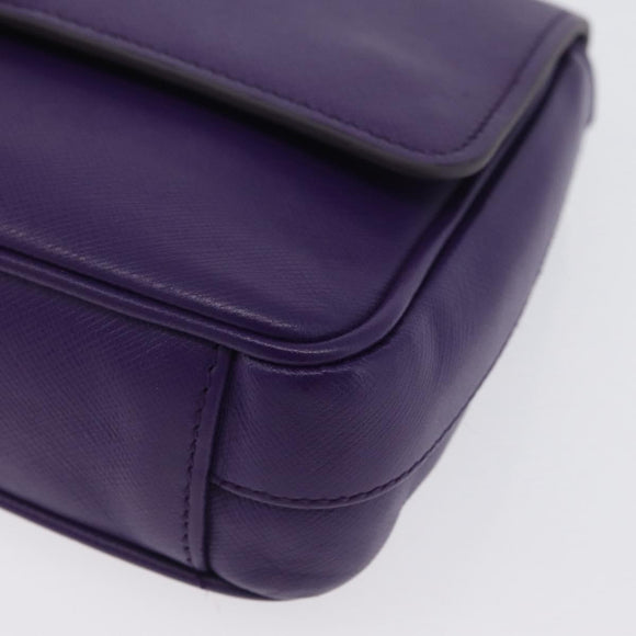 PRADA Chain Shoulder Bag Safiano leather Purple Silver Auth ka3343A