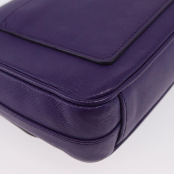 PRADA Chain Shoulder Bag Safiano leather Purple Silver Auth ka3343A