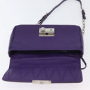 PRADA Chain Shoulder Bag Safiano leather Purple Silver Auth ka3343A-19