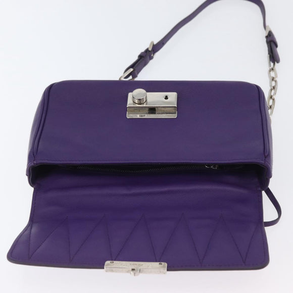PRADA Chain Shoulder Bag Safiano leather Purple Silver Auth ka3343A